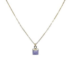 Delicate Gold Purple Agate Stone Pendant Necklace #208